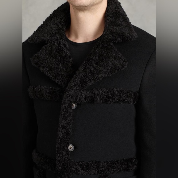 Brand-new w/tags JOHN VARVATOS Runway Blue/Black Plaid Faux Shearling 48 38 - Picture 3 of 12